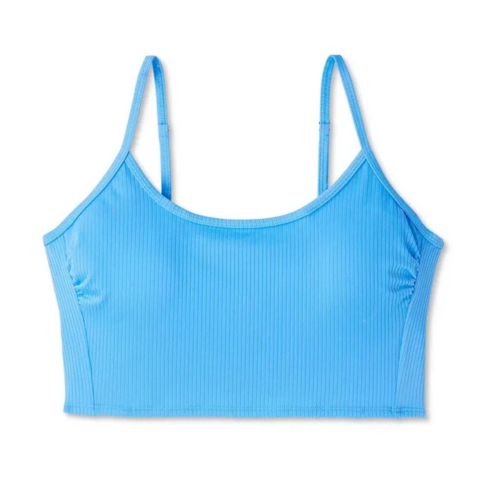 Wild Fable Blue Ribbed Longline Bralette Bikini Top